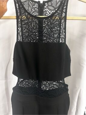 Express Black Lace Jumpsuit with Sheer Crochet/lace Bodice